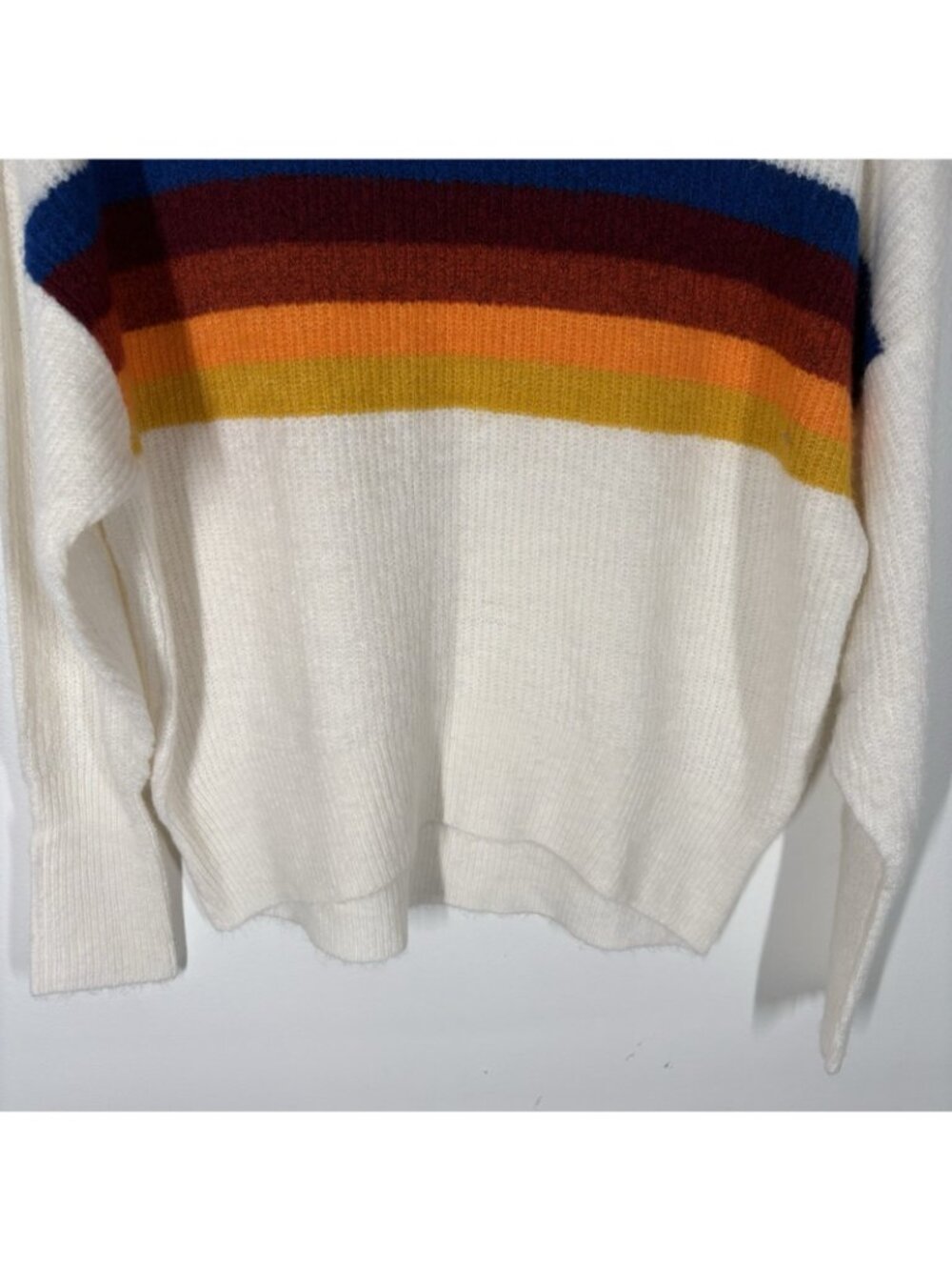 Express Women Size XS Retro Rainbow Stripe Mock Turtleneck Sweater NWT - Picture 4 of 11